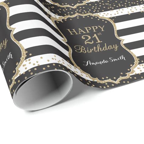 Happy 21st Birthday Gold Glitter Wrapping Paper Au