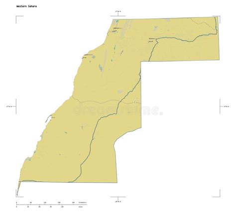 Western Sahara Shape On White Topo Humanitarian Stock Illustration