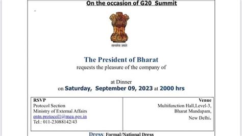 President Of Bharat On G20 Dinner Invite Reignites Row Congress Hits