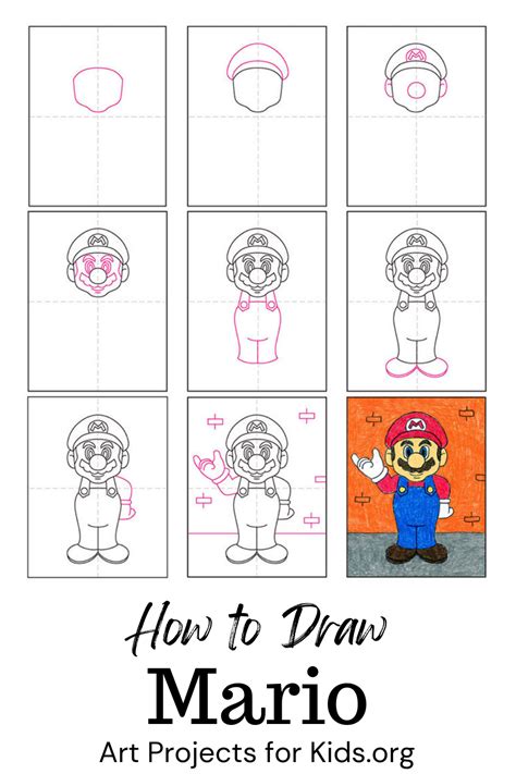 How To Draw Mario Easy Step By Step Art Lesson For Kids How To Draw