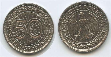 Deutsches Reich Weimar 50 Reichspfennig 1935 F Stuttgart G10081