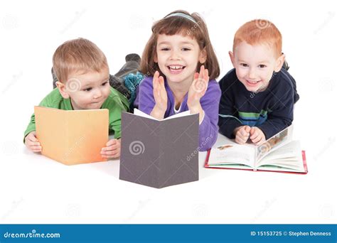 Happy Children Reading Kids Books Stock Image Image 15153725