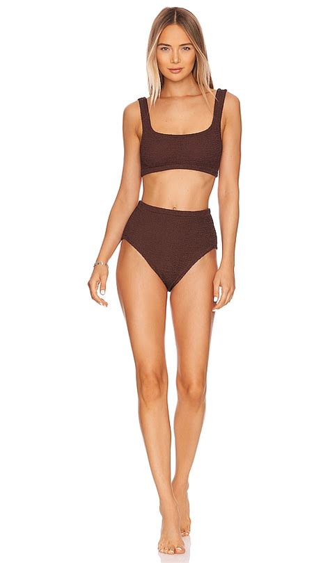 Hunza G Patricia Bikini Set In Metallic Chocolate REVOLVE