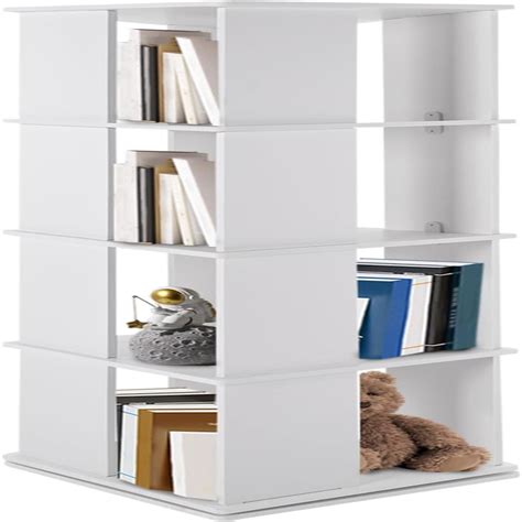 4 Tier Rotating Bookshelf Tower 360 Display Floor Standing Bookcase