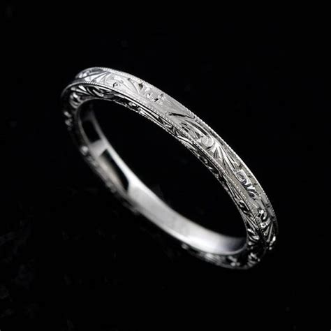 Silver Engraved Wedding Ring Vintage Style Silver Band - Etsy