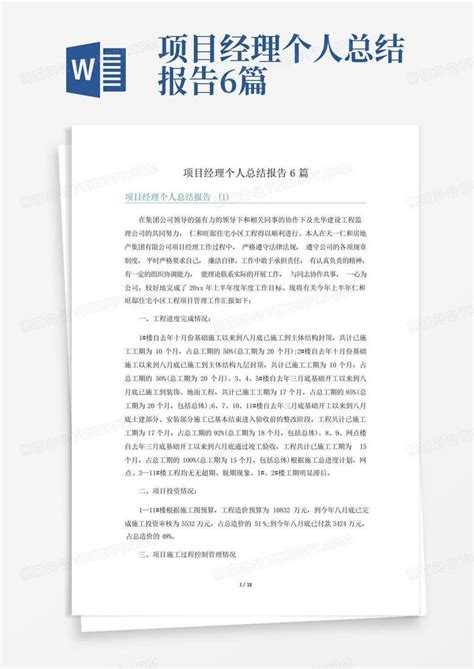 项目经理个人总结报告6篇word模板下载 编号legrkdeg 熊猫办公