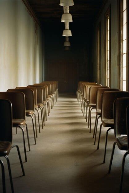 Premium AI Image | Desks and chairs arranged in classroom at high school