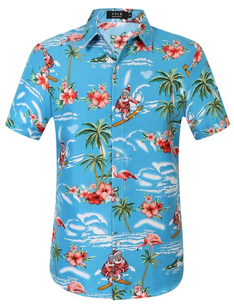 Buy Sslr Mens Hawaiian Shirt Flamingos Casual Short Sleeve Button Down