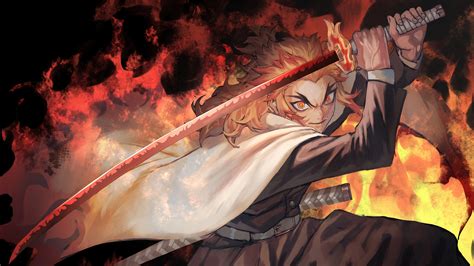 Flame Kyojuro Rengoku Wallpaper 4k Kyojuro Rengoku Flame Demon Slayer ...