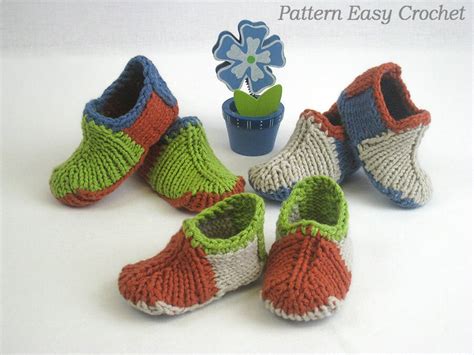 Knitting Pattern Baby Slippers Colored - Etsy