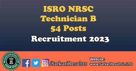 Isro Nrsc Technician B Recruitment 2023 Apply For 54 Posts