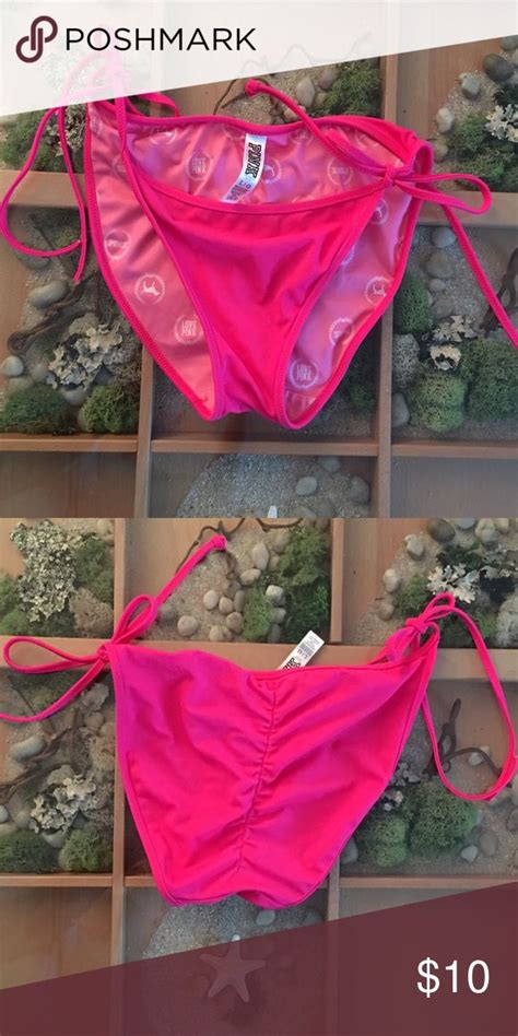 Victoria S Secret Pink Bikini Bottom Pink With Rugged Back Ties On Both