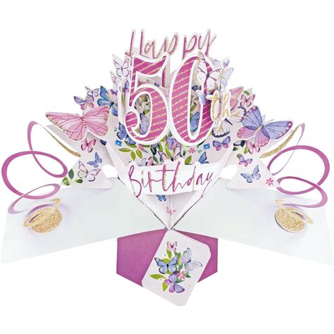 3d Pop Up Age Card 50th Birthday Butterflies Suki Ts International