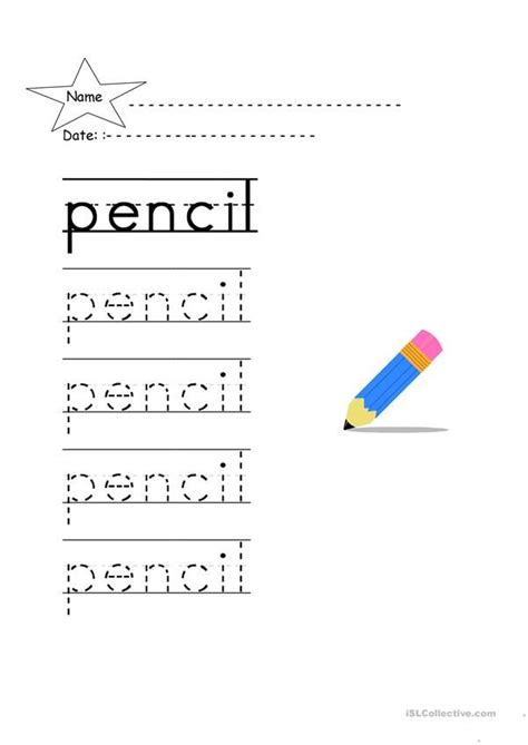 Trace The Word Pencil Esl Worksheets