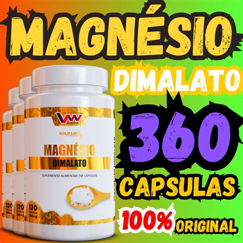 Magnésio Dimalato 120 cásulas 500mg concentrado laudo Original