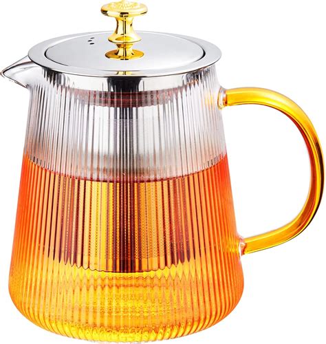 Amazon Paracity Glass Teapot Stovetop Oz With Vertical Stripes