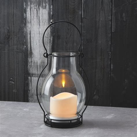 Outdoor Solar Flameless Candle Lanterns Height Glass Warm