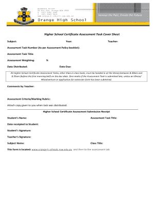 Fillable Online Orange H Schools Nsw Edu Higher School Certificate