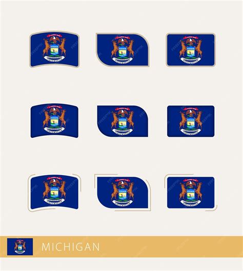 Premium Vector Vector Flags Of Michigan Collection Of Michigan Flags