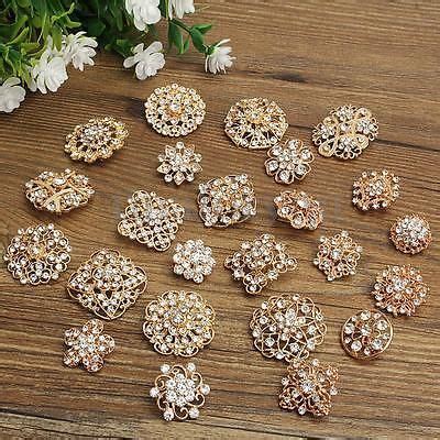 Lot 24 Mixed Retro Gold Rhinestone Crystal Brooches Pins DIY Kit