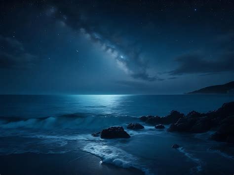 Premium AI Image | night sky and sea