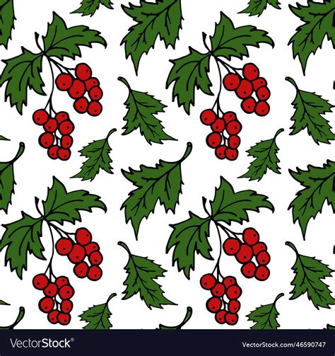 Red Berries Seamless Pattern Doodle Berry Vector Image