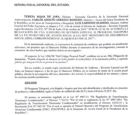 Ejecutivo Denuncia Ante Fiscalía Irregularidades Detectadas En Tekoporã