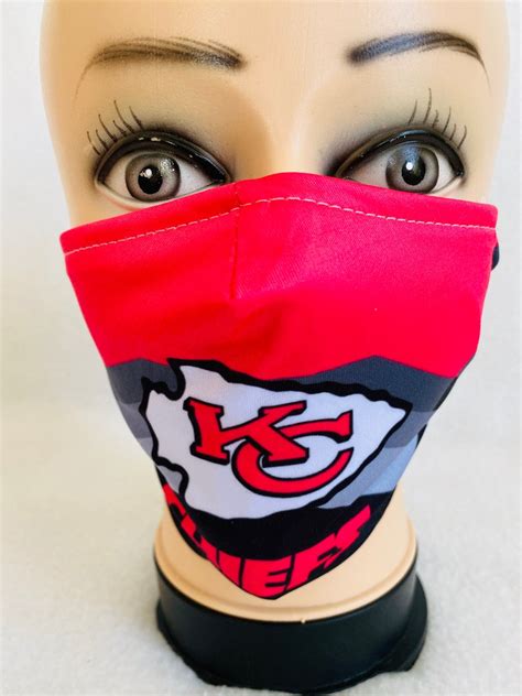 Kansas City Chiefs face mask adjustable quality two layer | Etsy