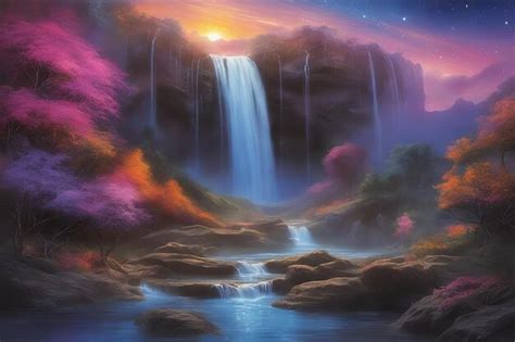 Premium AI Image | 3D Waterfall wallpaper