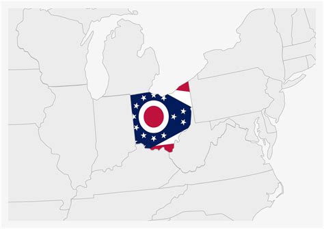 Mapa Do Estado Americano De Ohio Destacado Nas Cores Da Bandeira De