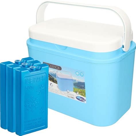 Excellent Houseware Koelbox Kunststof Blauw 10 Liter Met 4x Blauwe