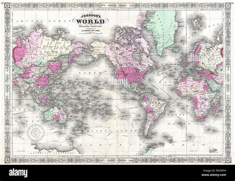 1865 Johnson Map Of The World On Mercator Projection Geographicus