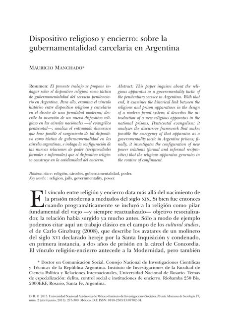 PDF Dispositivo Religioso Y Encierro Sobre La Gubernamentalidad