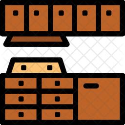 Kitchen Cabinet Icon - Download in Colored Outline Style