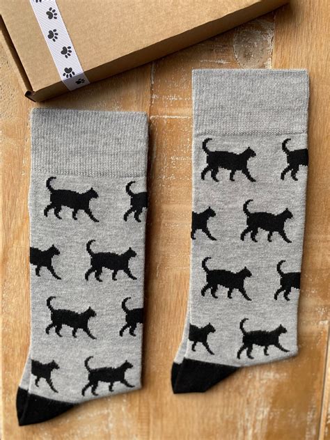 Cat Socks Men S Bamboo Socks T For Cat Lover T Etsy Uk