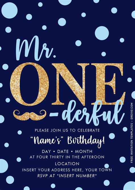 Awesome Free Mr Onederful Birthday Party Invitation Templates For Word