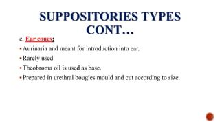 Pharmaceutical Suppositories Pessaries Ppt