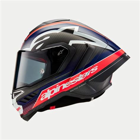 Casco Alpinestar Supertech R Team Black Carbon Red Fluo Blue Mate