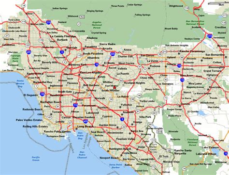 Detailed road map and highways map of Los Angeles area. Los Angeles ...