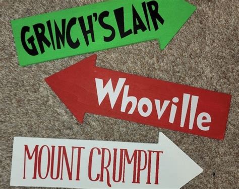 Grinch Inspired Directional Sign Decals Etsy