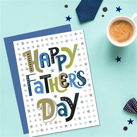 Happy Fathers Day Star Father Embellished Fathers Day Greeting Card