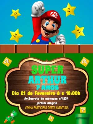 Convite Anivers Rio Super Mario Bros Edite Gr Tis Nosso Editor Online