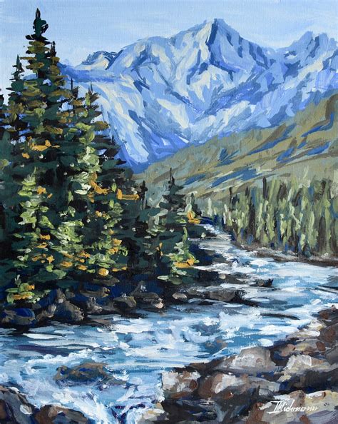 Majestic Mountain Falls Peinture Par Liza Illichmann Artmajeur