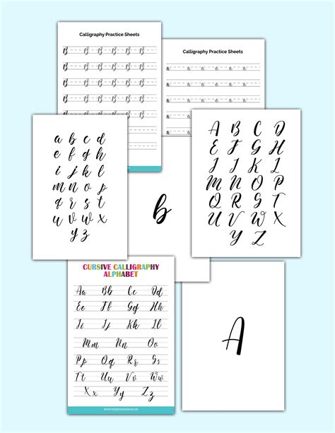 Cursive Calligraphy Alphabet Letter Printables