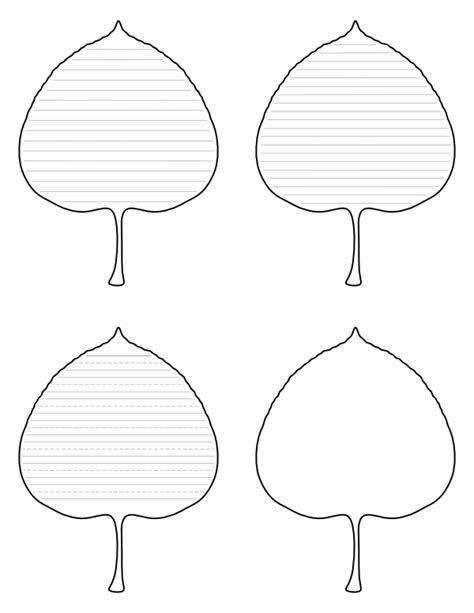 Free Printable Aspen Leaf-Shaped Writing Templates