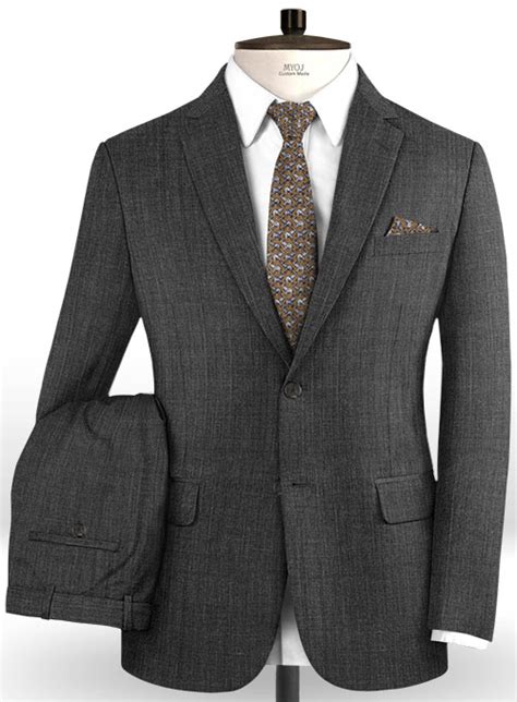 Finesse Dark Gray Wool Suit Made To Measure Custom Jeans For Men