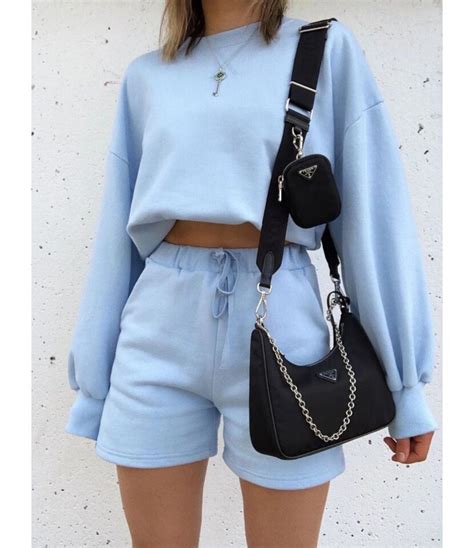 Solid Color Sweatshirt Matching Shorts Set