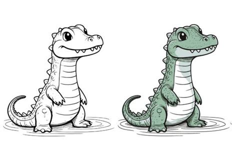 Two Different Colored Cartoon Crocodiles Graphic By Kookkaicartoon