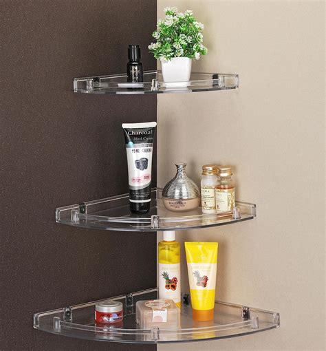 Klaxon Heavy Duty Multipurpose Corner Glass Wall Shelf For Bathroom Bedroom Living Room