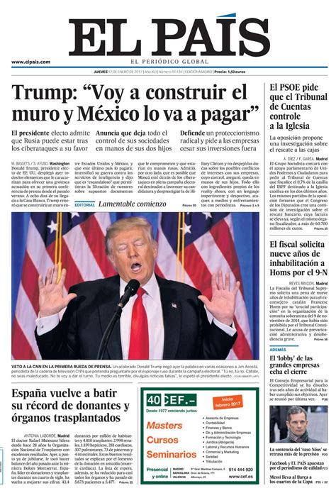 Portada De El PaÍs Del 12 01 2017